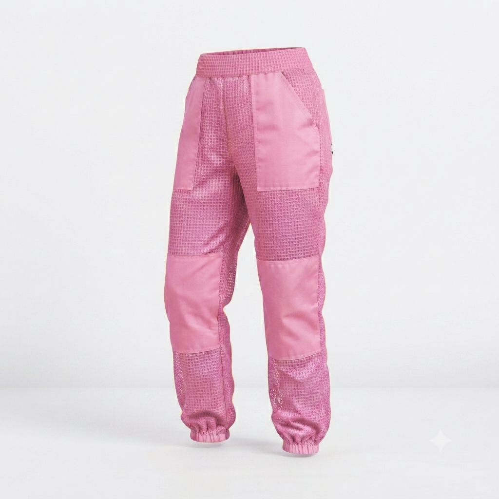 Beekeeping Ventilated Pant/Trouser in White Color with Leg Zipper PINK