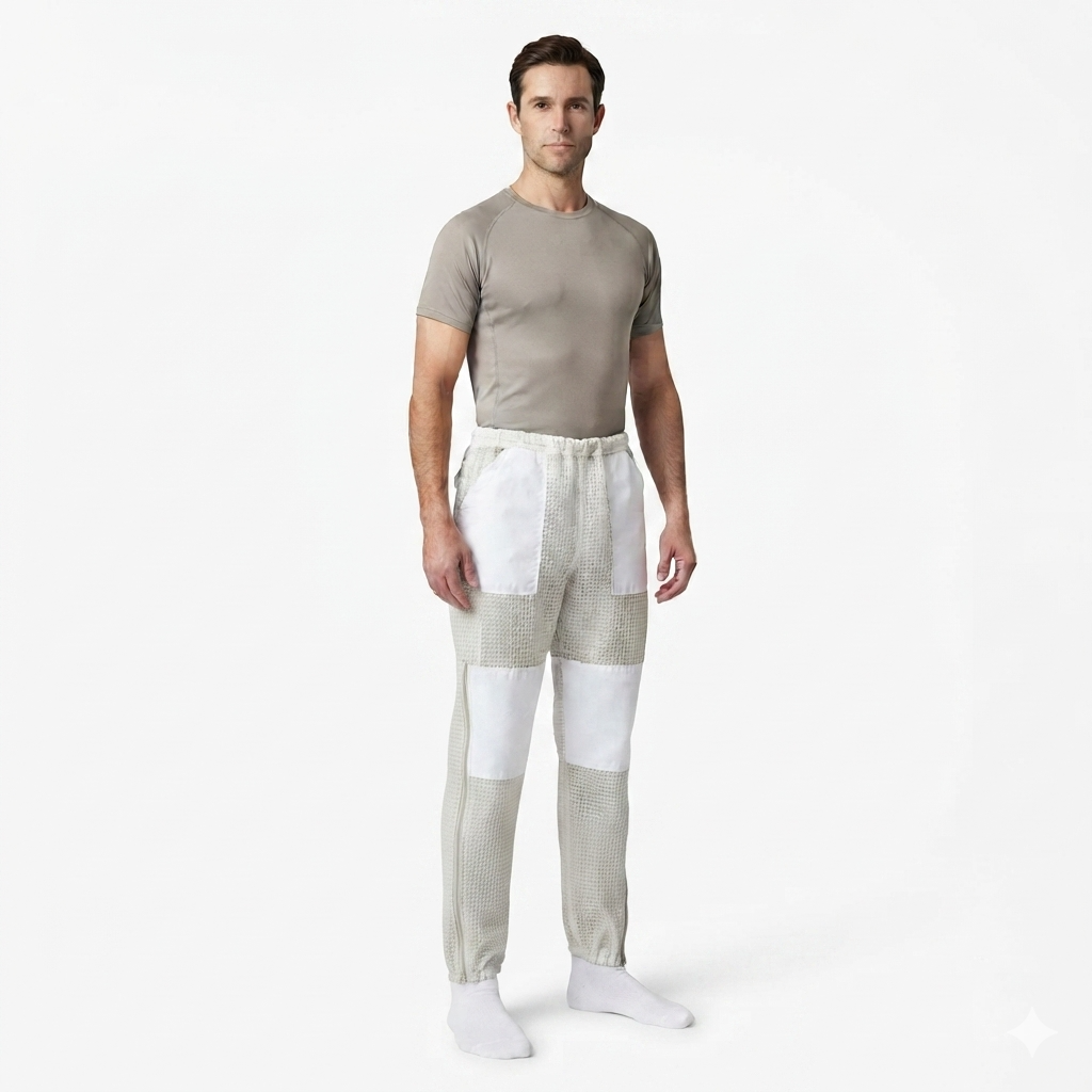Beekeeping Ventilated Pant/Trouser in White Color with Leg Zipper