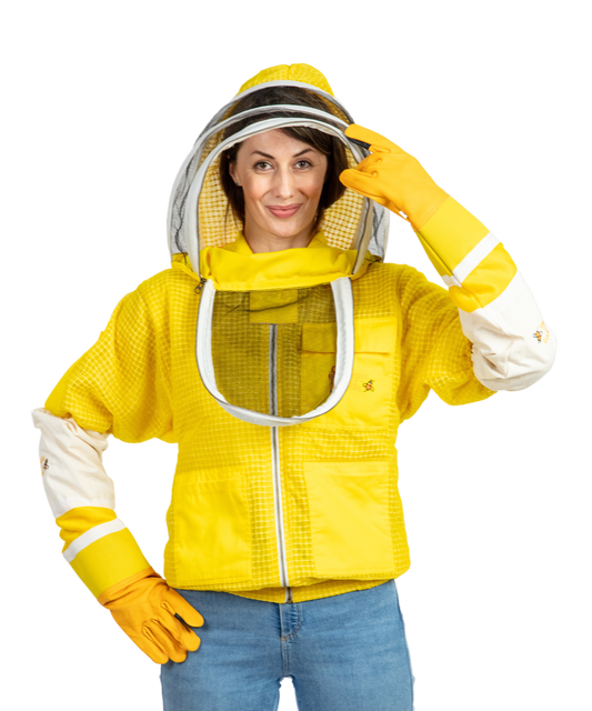 Yellow Beekeeping Ventilated Jacket with Fencing Veil