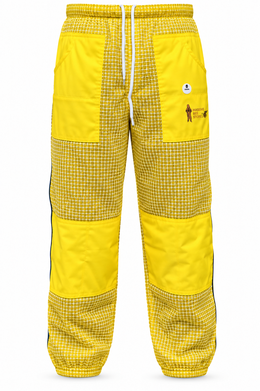 Beekeeping Ventilated Pant/Trouser in White Color with Leg Zipper Yellow