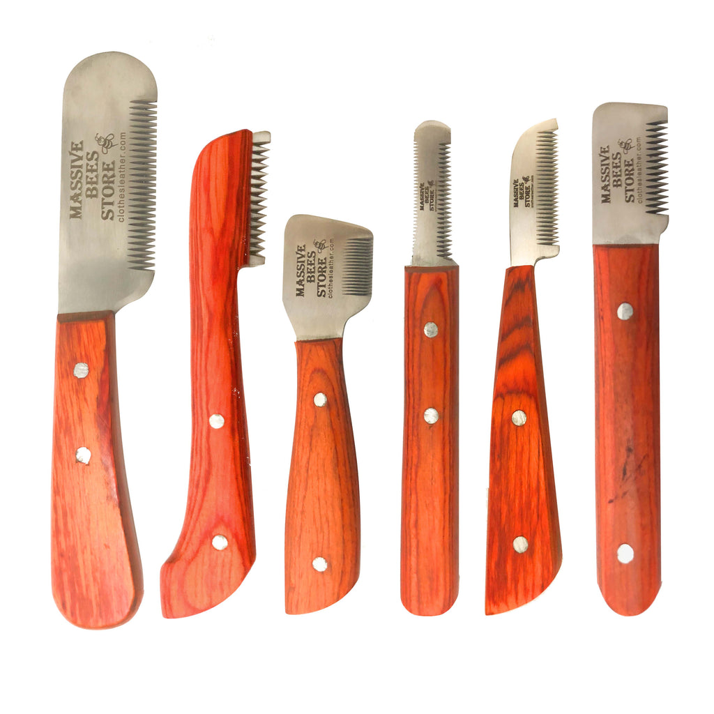 Multi Blade Red 6 Piece Hand Stripping Knife Set Cat Dog Pet Grooming Comb  Box 