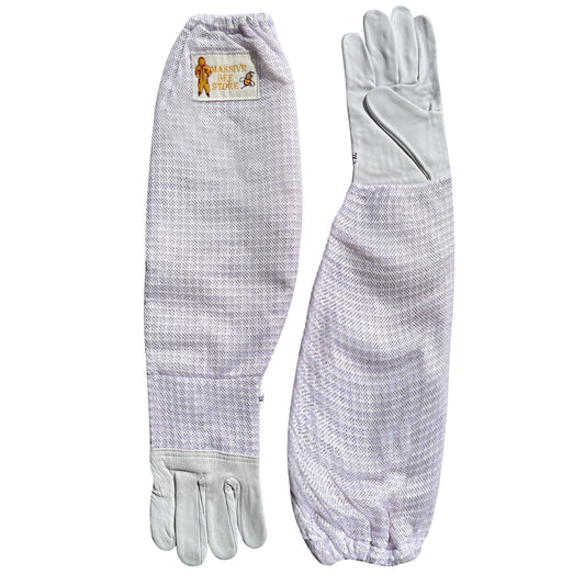 White 3-Layer Beekeeping Ventilated Gloves Half Palm