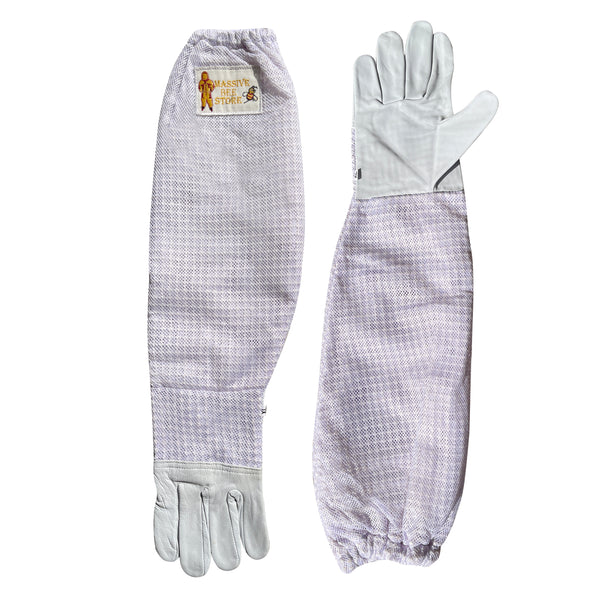 White 3-Layer Beekeeping Ventilated Gloves Half Palm