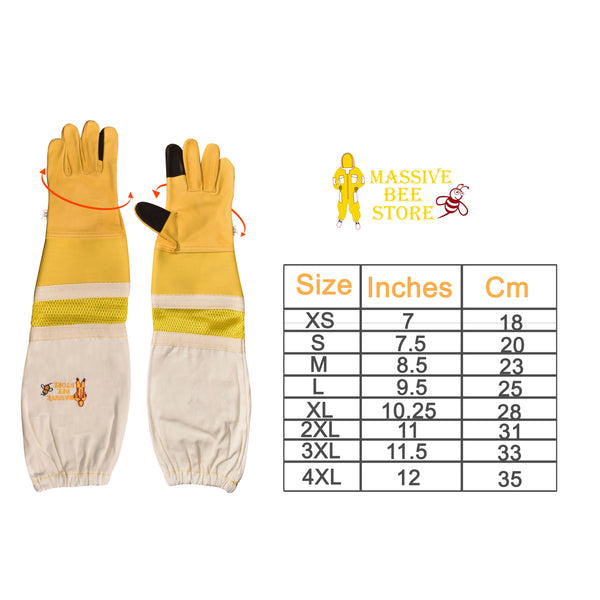 Yellow Beekeeping Ventilated Gloves
